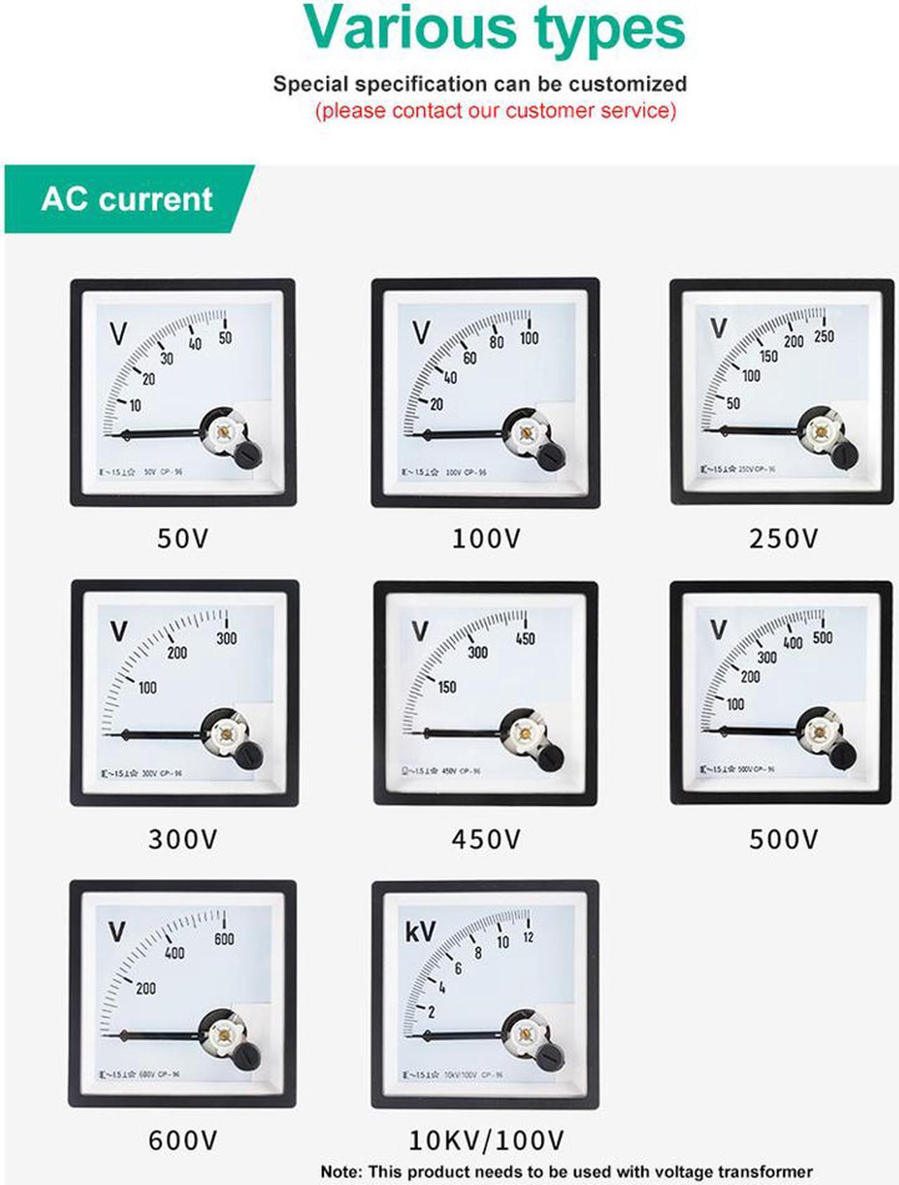 Alt view image 3 of 7 - ELECALL CP-96 AC Voltmeter Voltage Meter Analog Panel Mechanical Voltmeter Gauge Pointer 500V
