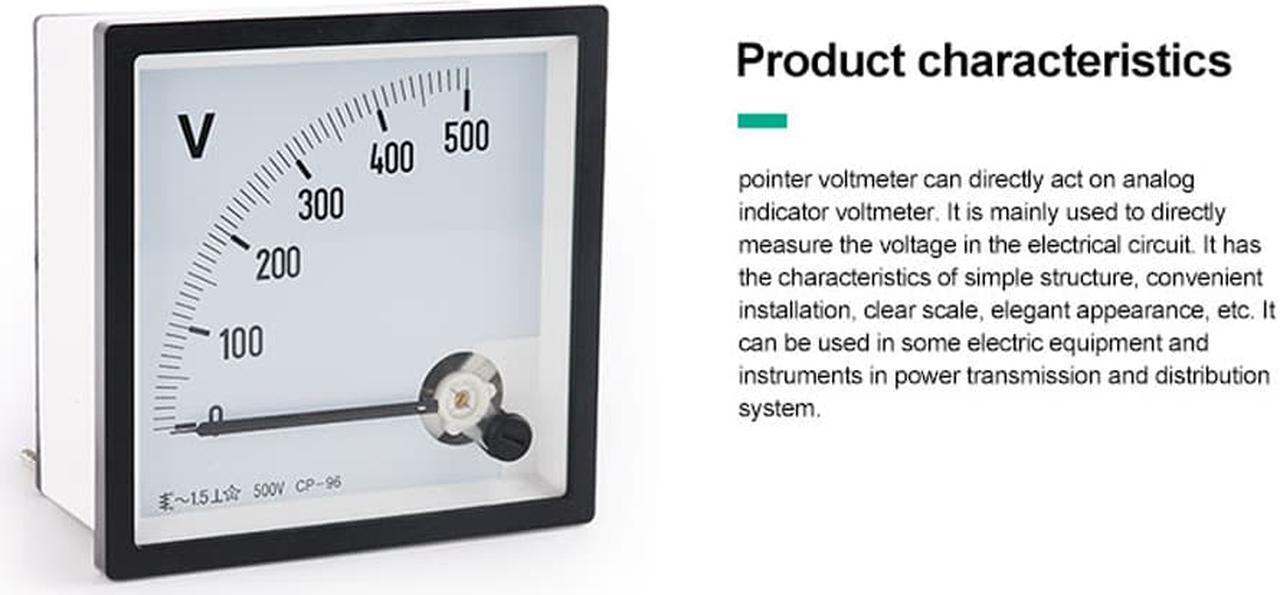 Alt view image 5 of 7 - ELECALL CP-96 AC Voltmeter Voltage Meter Analog Panel Mechanical Voltmeter Gauge Pointer 500V