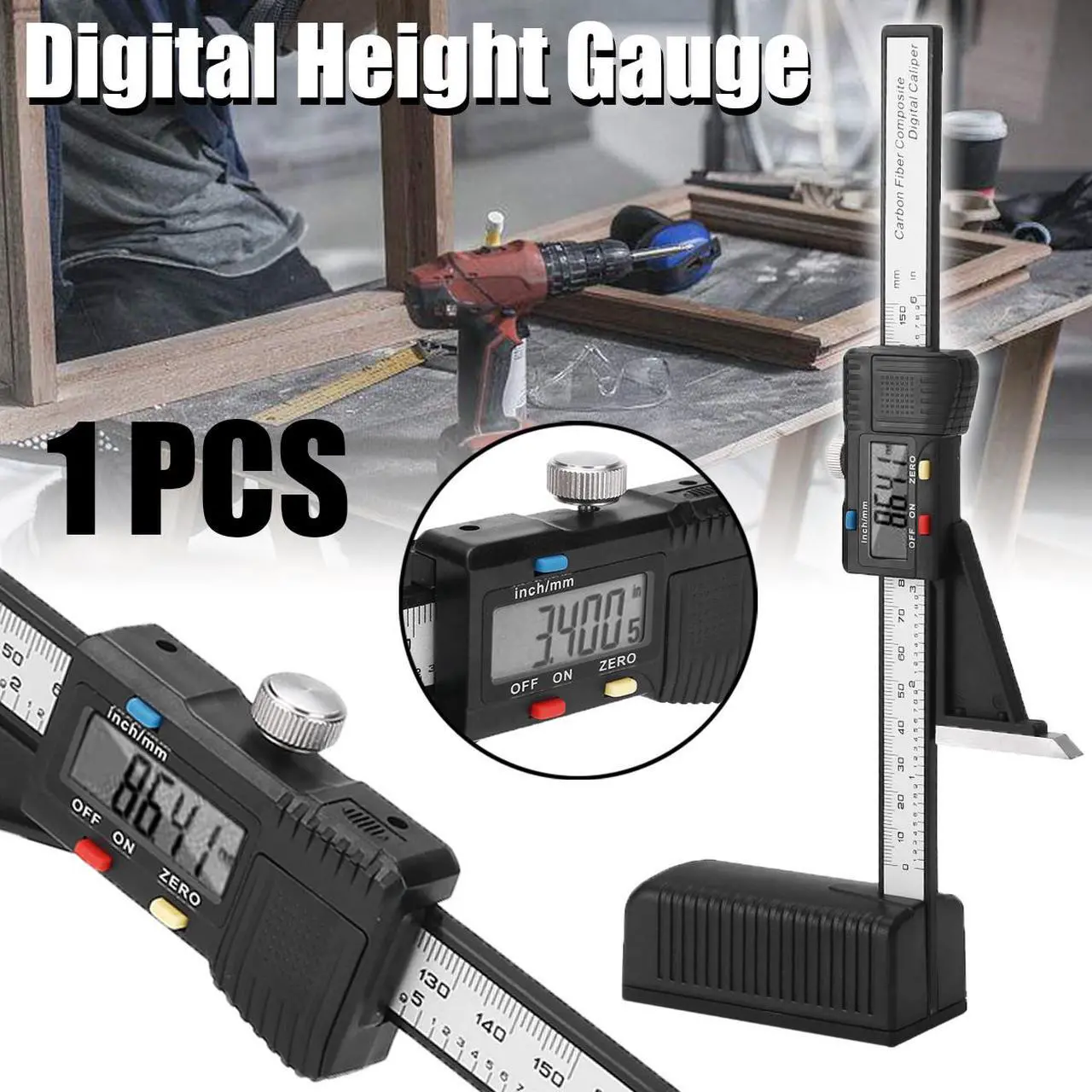 Alt view image 7 of 7 - LCD Digital Height Gauge Calipers 0-150mm Electronic Vernier Caliper Woodworking Height Measuring Tool Height Ruler
