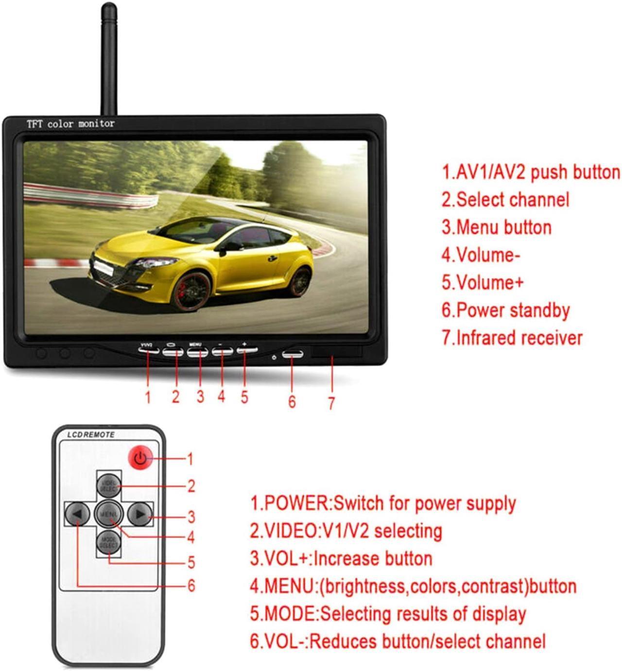 Alt view image 7 of 7 - Wireless&Wired Double Use 7" LCD Monitor Backup Camera Waterproof Rear View Kit with Wide Angle Camera Night Vision Parking for Truck RV Trailer Motorhome Bus Camper