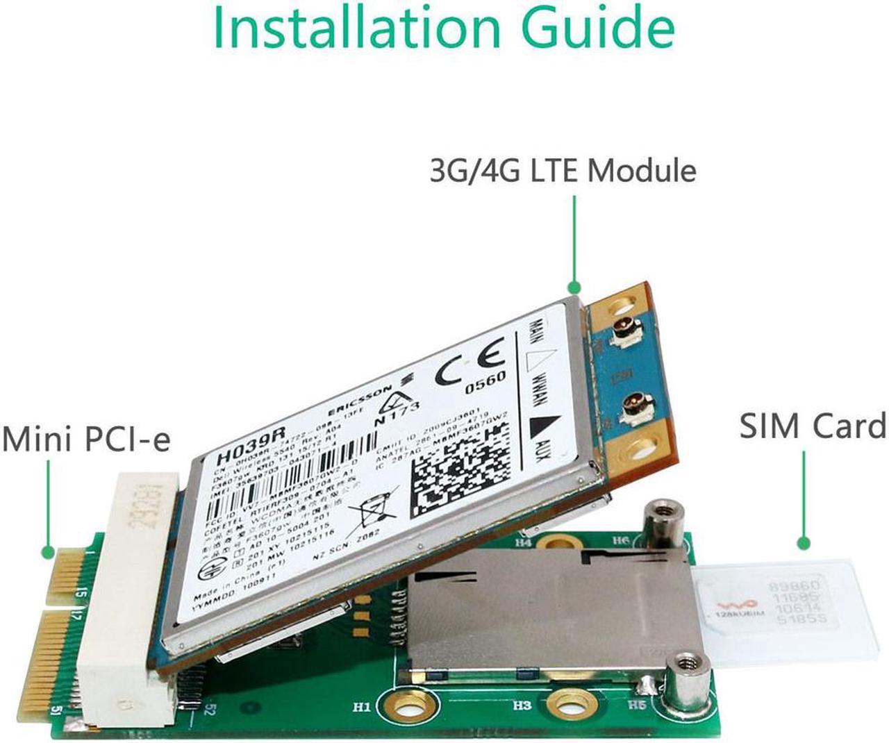 Alt view image 3 of 4 - Mini PCI-E Adapter with SIM Card Slot for 3G/4G WWAN LTE GPS Card