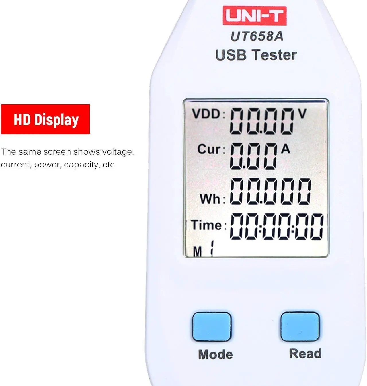 Alt view image 3 of 7 - UNI-T UT658A USB Power Meter USB Tester Detector USB Voltmeter Digital Power Capacity Tester