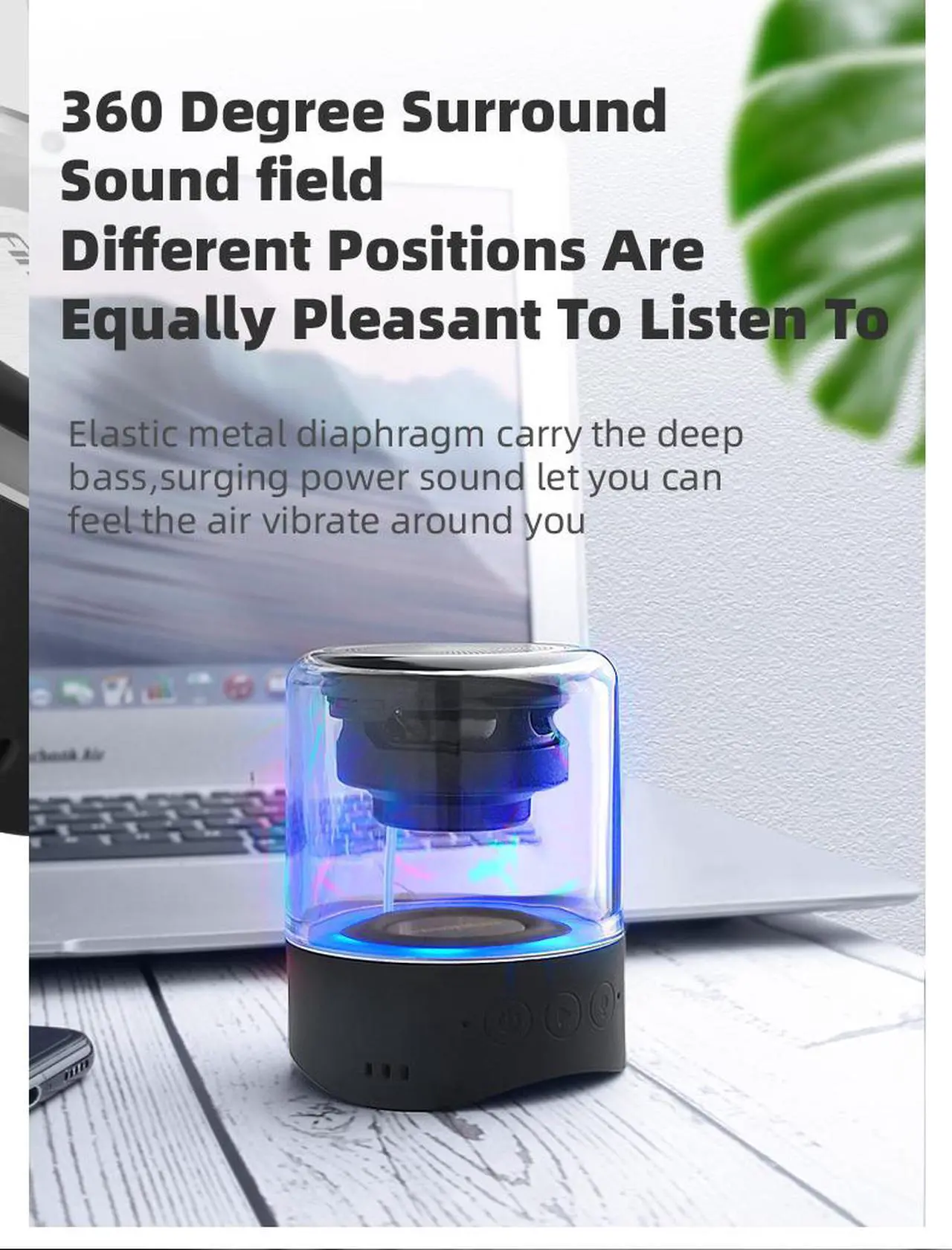 Alt view image 5 of 6 - Fineblue MK-22 TWS Wireless Speaker Bluetooth Mini Speaker LED light Mega Bass Stereo Music Portable Waterpoof for phone home