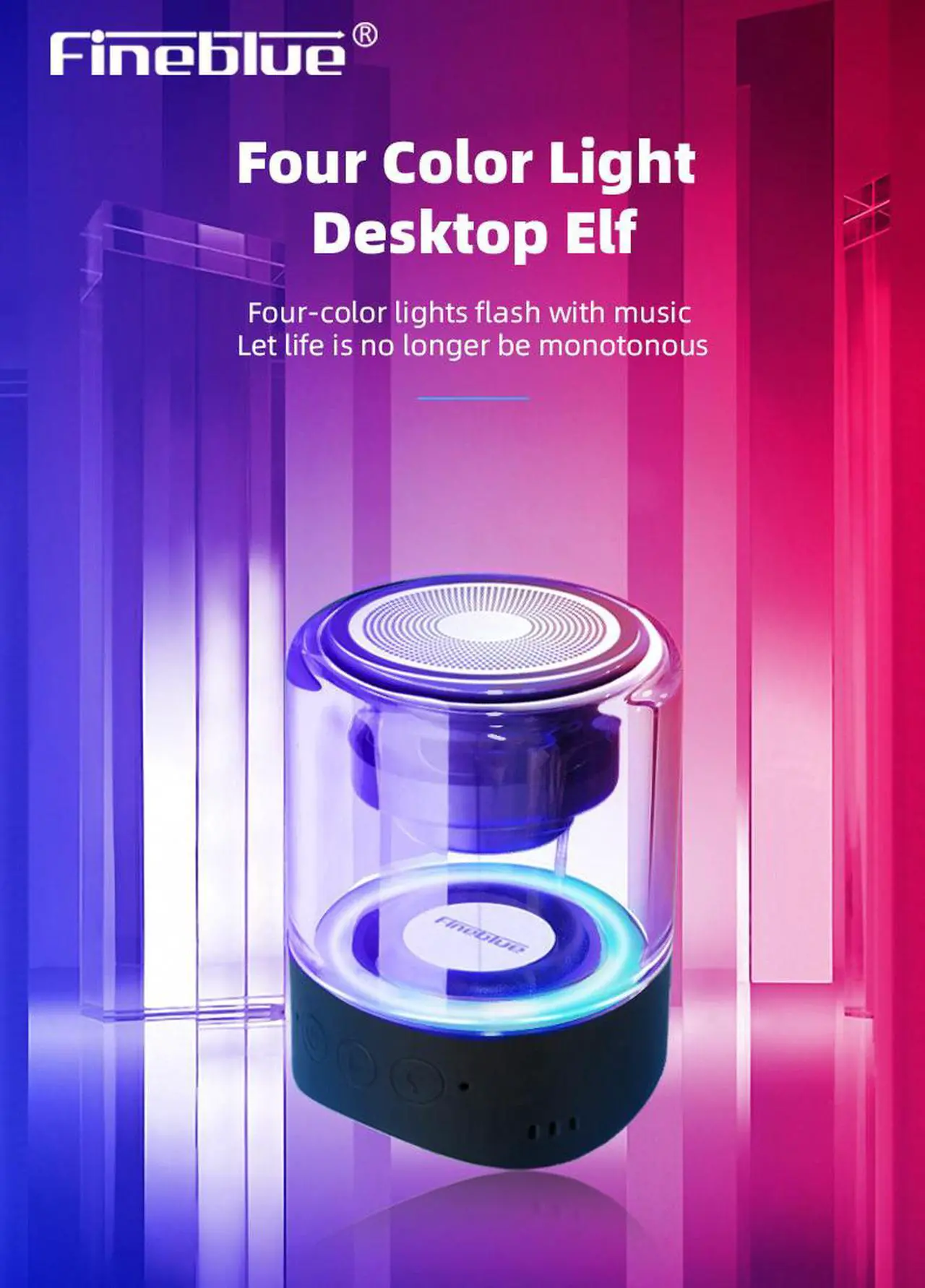 Alt view image 2 of 6 - Fineblue MK-22 TWS Wireless Speaker Bluetooth Mini Speaker LED light Mega Bass Stereo Music Portable Waterpoof for phone home