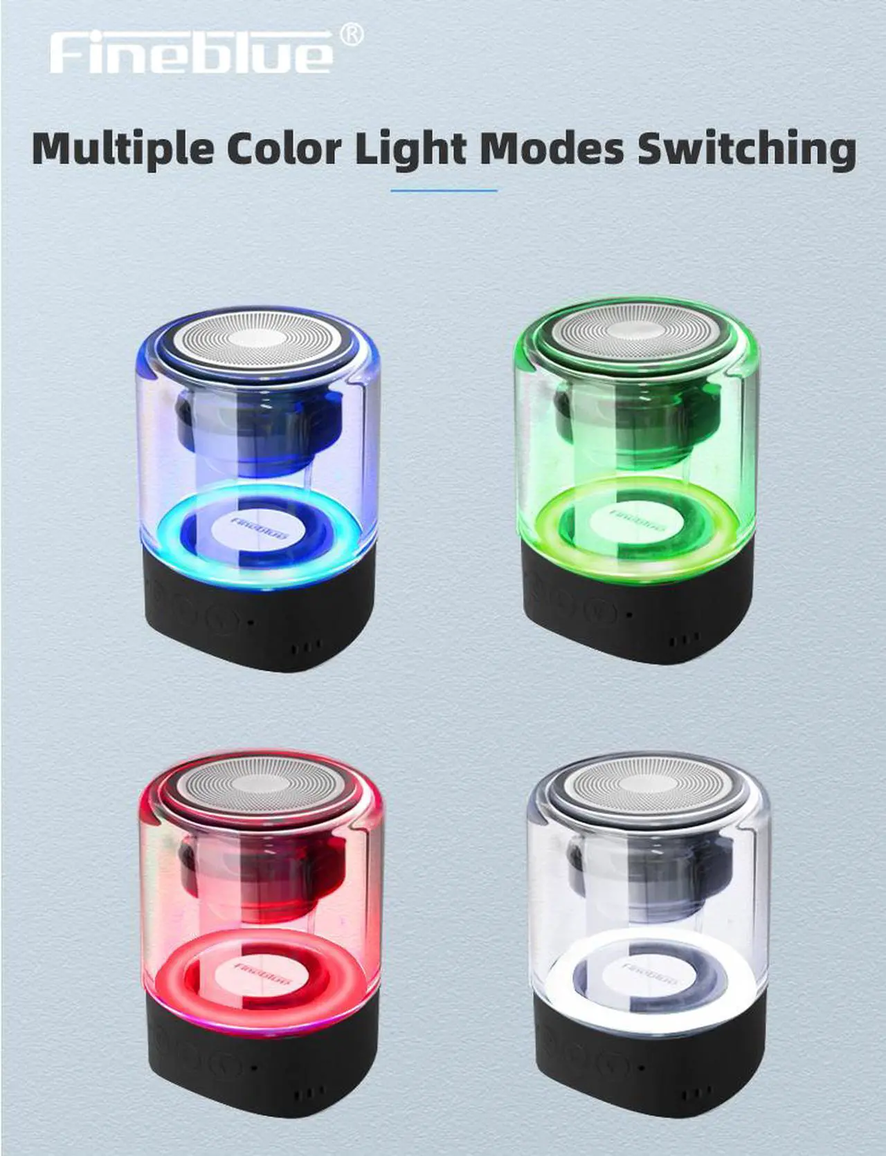 Alt view image 3 of 6 - Fineblue MK-22 TWS Wireless Speaker Bluetooth Mini Speaker LED light Mega Bass Stereo Music Portable Waterpoof for phone home