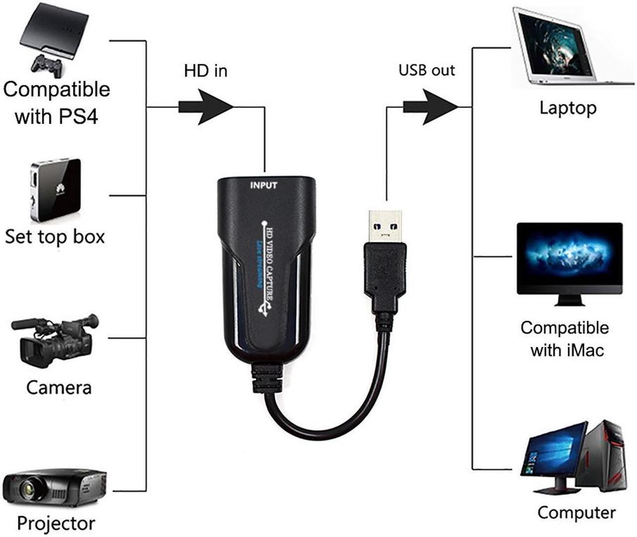 Alt view image 7 of 7 - Capture Card HD to USB Game Capture Card Device Recorder Support HD Video 1080P Video Capture Card for TV PC PS4 Game