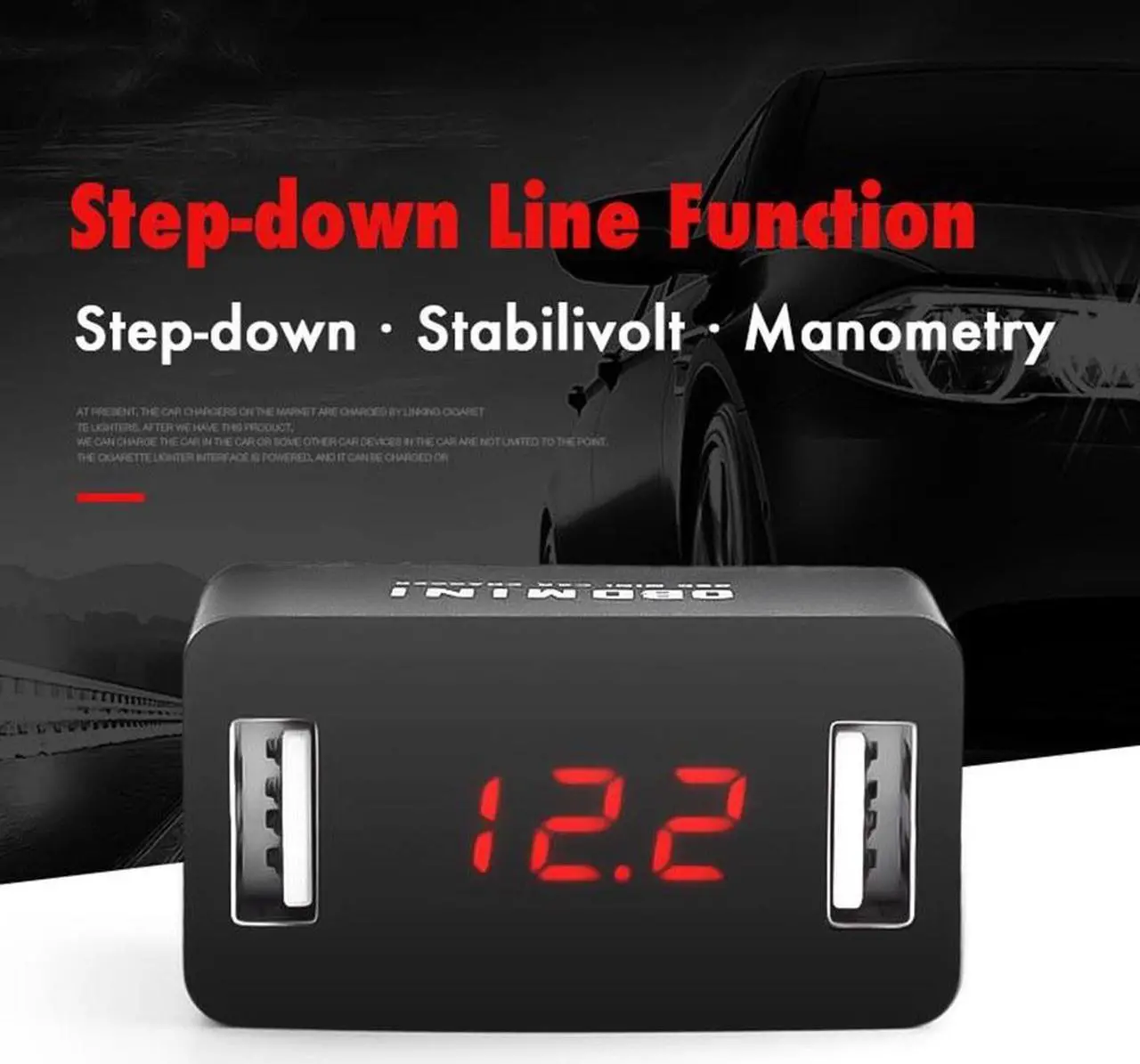 Alt view image 5 of 7 - Car USB Charger 12/24V Car Durable OBD Mini Dual USB Charger Socket with Voltage Display
