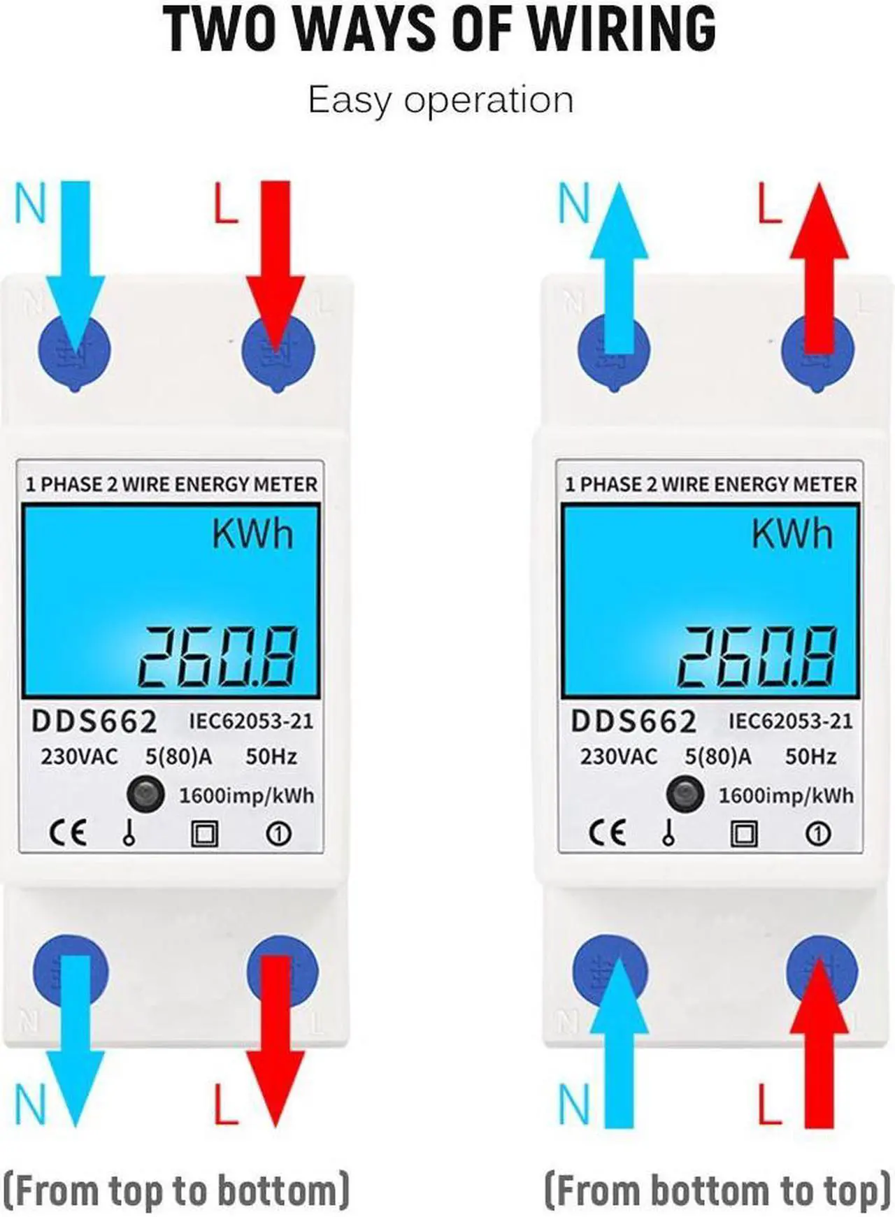 Alt view image 3 of 7 - Digital Electric Energy Meter Single Phase DIN Rail Electricity Meter One Phase Two Wire Multifunction Electrical Meter