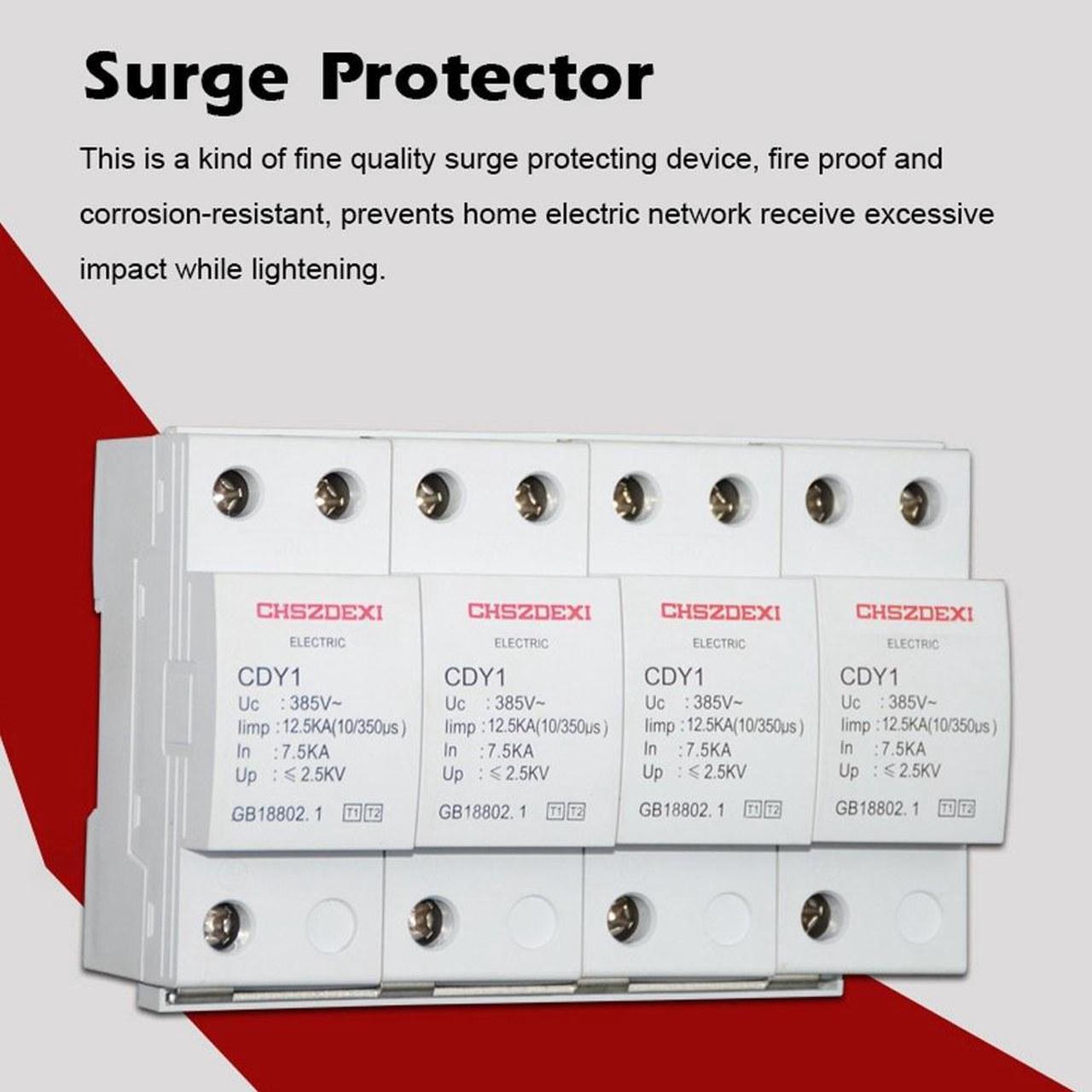 Alt view image 3 of 5 - 380V House Surge Protector Protective Low-voltage Arrester Device 4P L-ightning Protecting Device