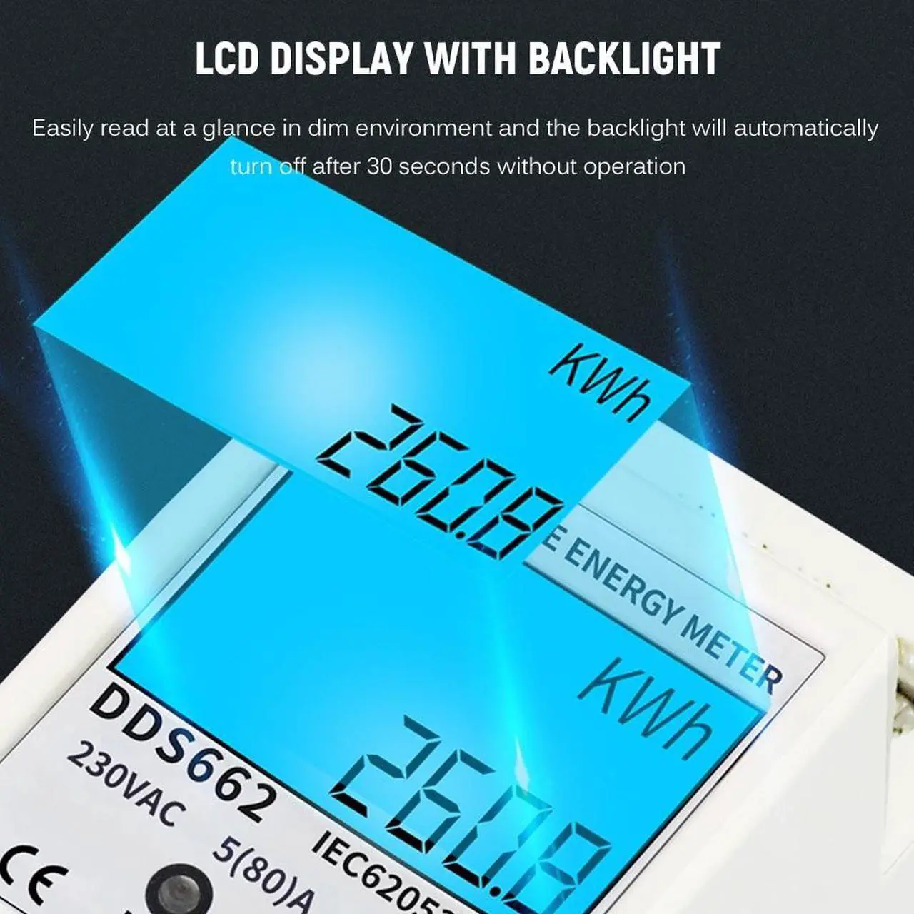 Alt view image 4 of 7 - Digital Electric Energy Meter Single Phase DIN Rail Electricity Meter One Phase Two Wire Multifunction Electrical Meter