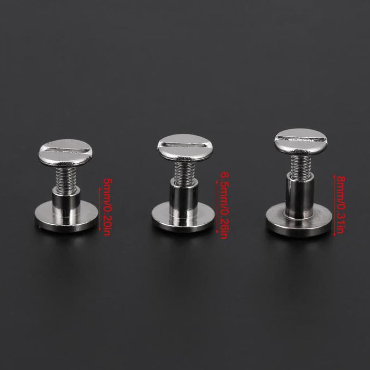 Alt view image 4 of 7 - 20pcs/Set Flat Head Screw Rivets Leather Belt Repair Supplies Durable Brass Threaded Flat Nut Nail Rivets Screws Tools - 6.5MM