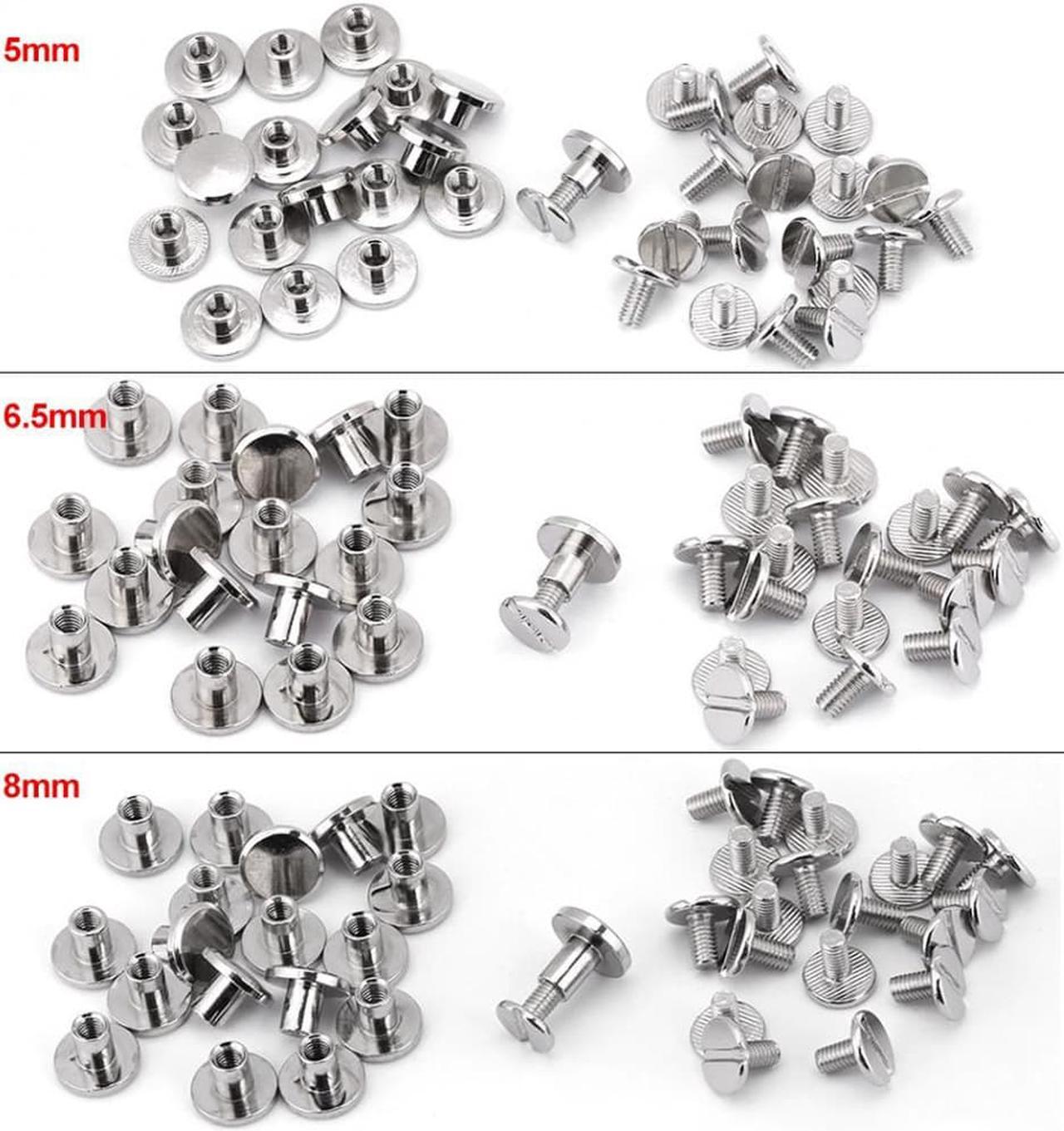 Alt view image 6 of 7 - 20pcs/Set Flat Head Screw Rivets Leather Belt Repair Supplies Durable Brass Threaded Flat Nut Nail Rivets Screws Tools - 6.5MM