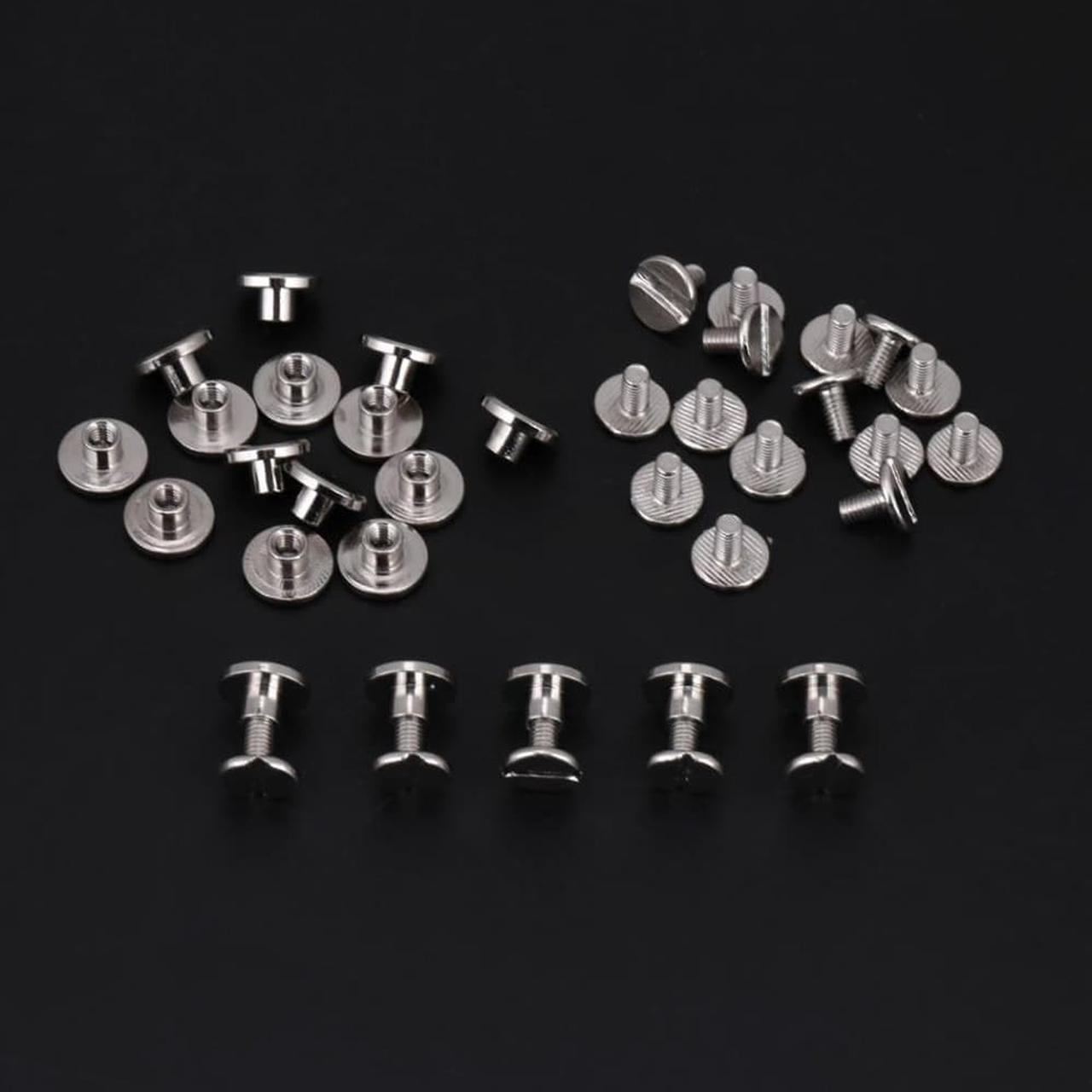 Alt view image 2 of 7 - 20pcs/Set Flat Head Screw Rivets Leather Belt Repair Supplies Durable Brass Threaded Flat Nut Nail Rivets Screws Tools - 6.5MM