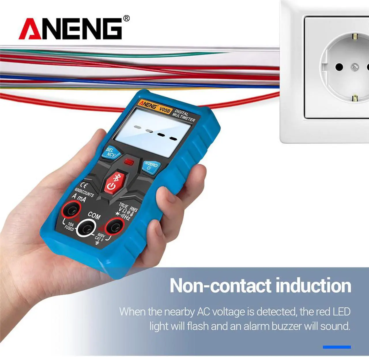 Alt view image 3 of 7 - ANENG V05B Digital Bluetooth Multimeter 6000 Counts Professional Analog Multimeter AC/DC Currents Voltage Mini Testers True RMS Multimetro - Blue