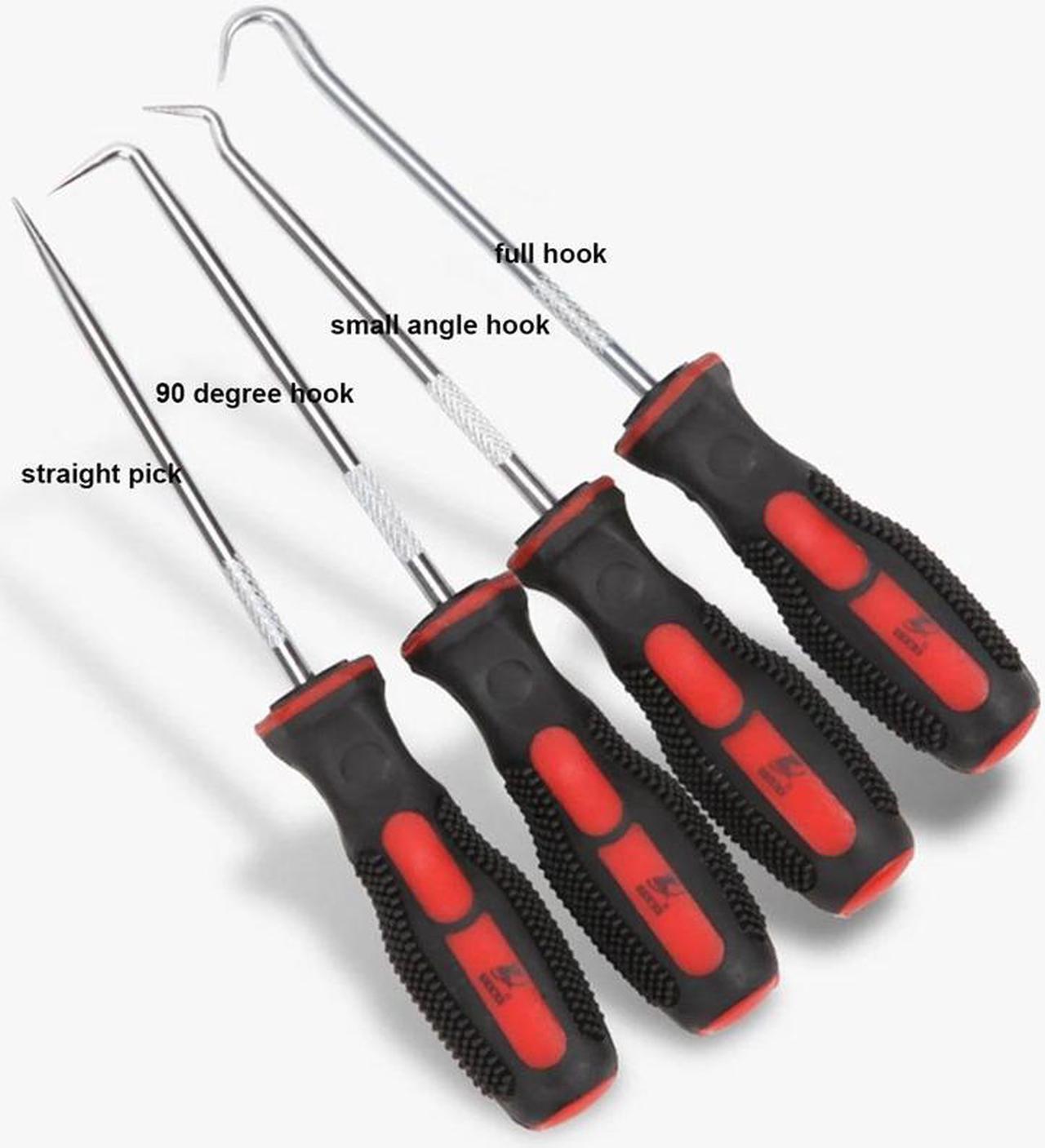 Alt view image 3 of 6 - 4Pcs Oil Seal Metal Hooks Rubber O-ring Removal Hook Car Screw Driver Hobby Tool