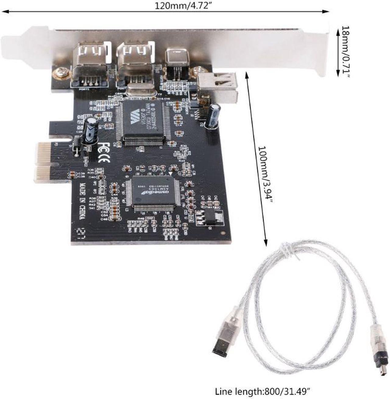 Alt view image 4 of 4 - PCI-e 1X IEEE 1394A 4 Port(3+1) Firewire Card Adapter With 6 Pin To 4 Pin IEEE 1394 Cable For Desktop PC High Quality