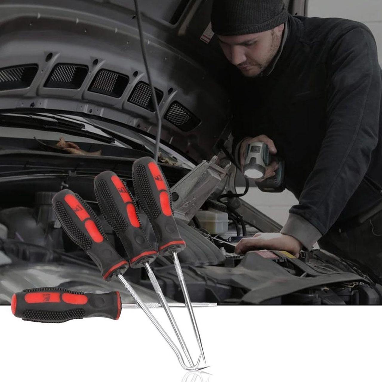 Alt view image 2 of 6 - 4Pcs Oil Seal Metal Hooks Rubber O-ring Removal Hook Car Screw Driver Hobby Tool