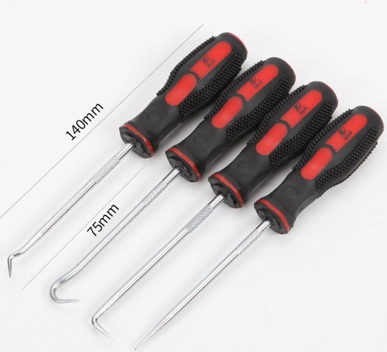 Alt view image 6 of 6 - 4Pcs Oil Seal Metal Hooks Rubber O-ring Removal Hook Car Screw Driver Hobby Tool
