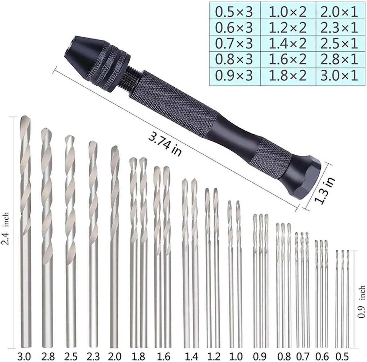 Alt view image 6 of 7 - Hand Drill Bits Set 31Pcs Hand Drill Set Precision Pin Vise Micro-Mini Twist Drill Bits For Metal Wood Delicate Manual Work