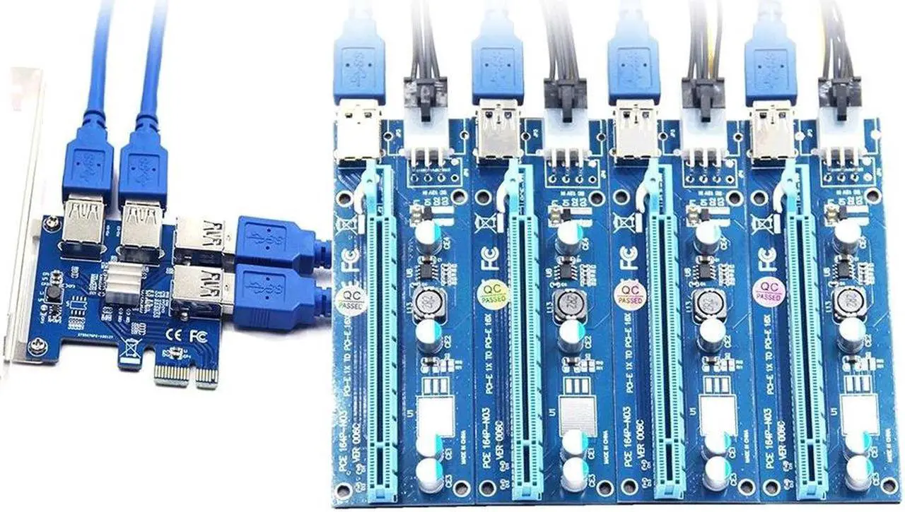 Alt view image 2 of 6 - PCI-E X1 to PCI-E X16 Adapter Card PCI-E Converter Card Expansion Card with 4 USB3.0 Ports Desktop Computer Expansion Card