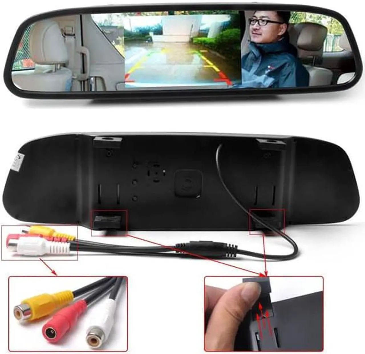 Alt view image 3 of 5 - E-PRANCE 4.3" Car Vehicle Rearview Mirror Monitor For DVD/VCR/Car Reverse Camera(DC 12V / PAL / NTSC)