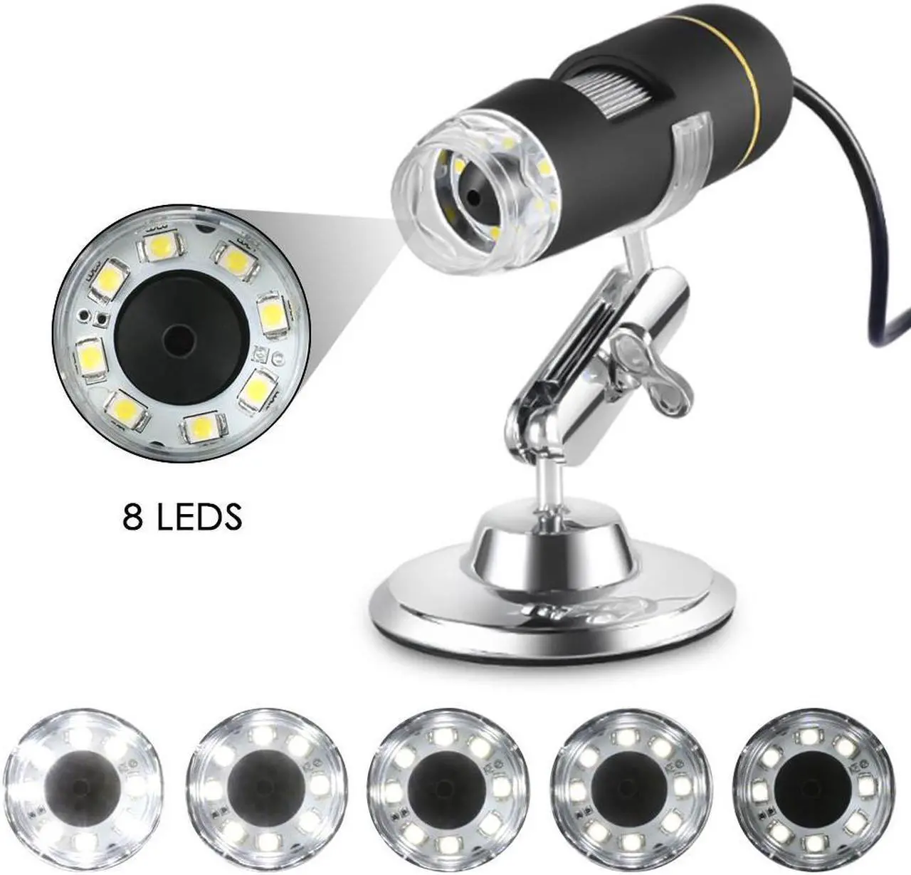 Alt view image 7 of 7 - 500X Magnification USB Digital Microscope with OTG Function Endoscope 8-LED Light 2.0MP HD Magnifying Glass Magnifier with Stand