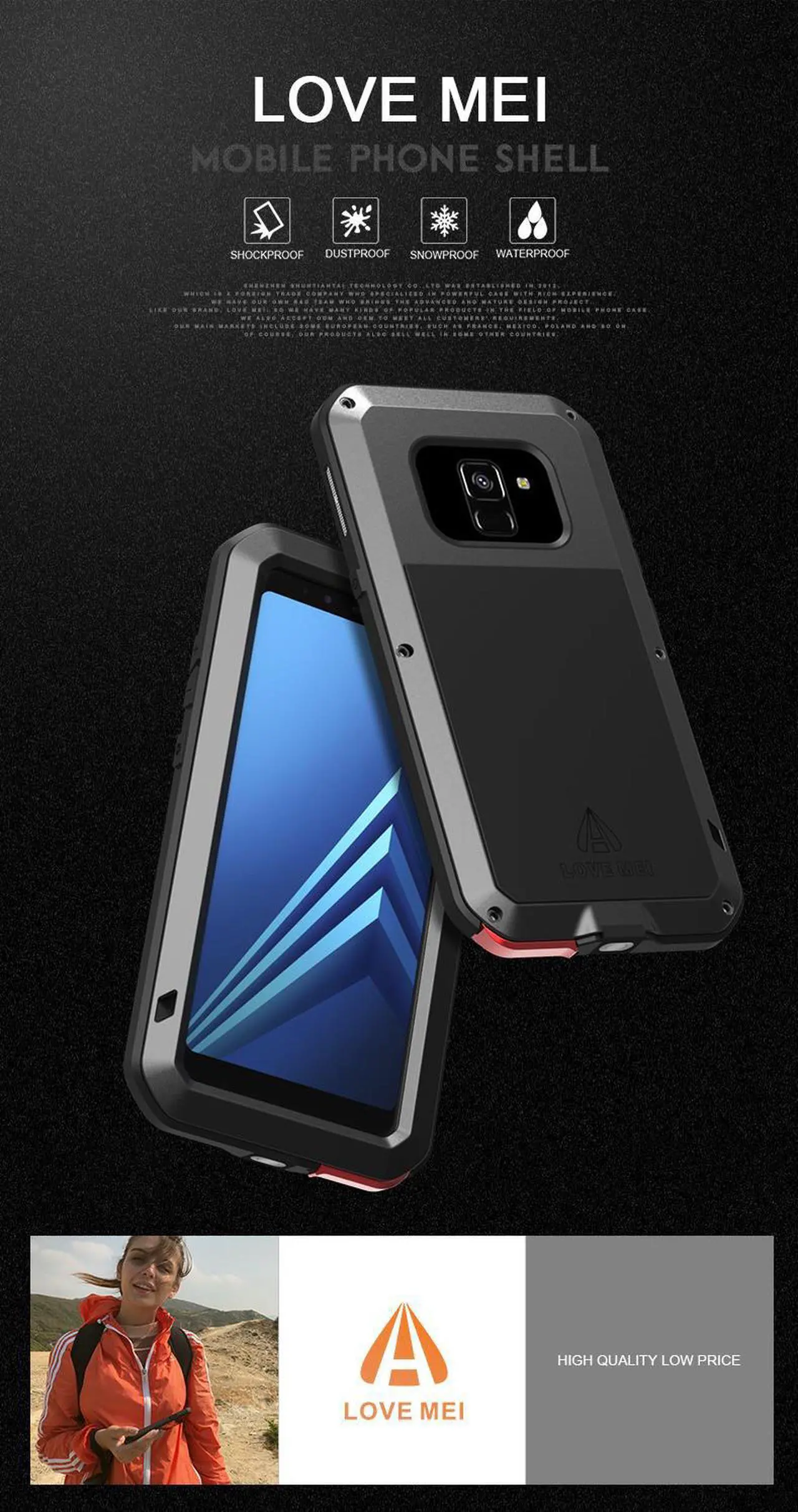 Alt view image 3 of 7 - LOVE MEI Aluminum Metal Case For Samsung Galaxy A8 Plus Cover Powerful Armor Shockproof Life Waterproof Case For Samsung Galaxy A8 Plus (Silver)