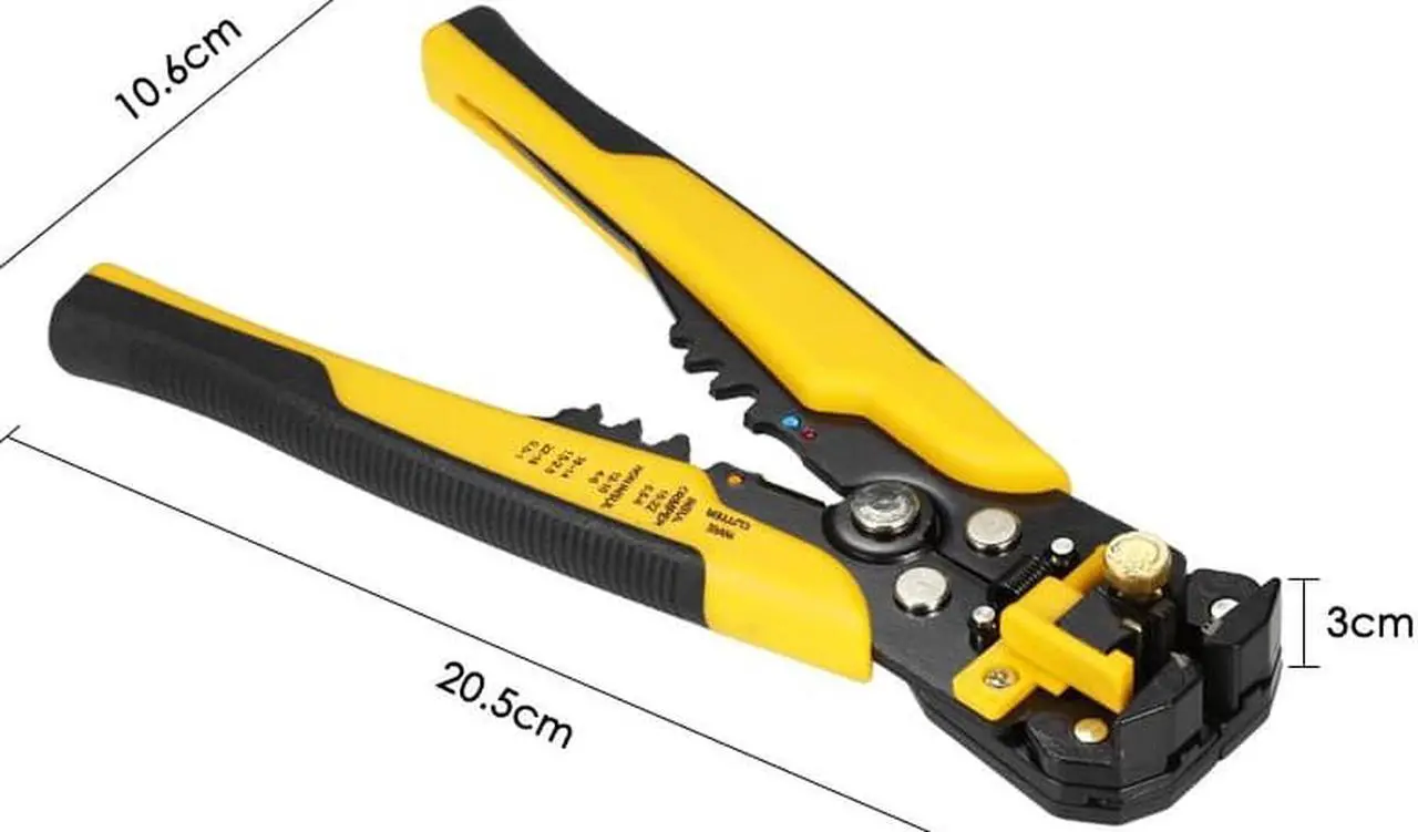 Alt view image 4 of 6 - Multi-functional 8" Self-adjusting Cable Wire Stripper With Cutter & Crimper Automatic Wire Stripping Pliers Crimping Tool 10-24AWG -  Yellow