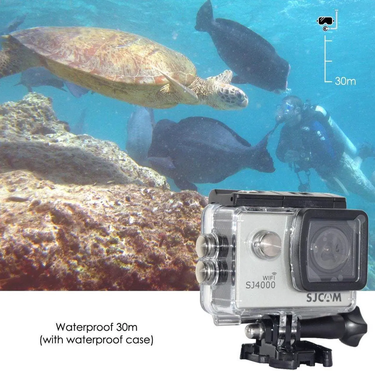 Alt view image 7 of 7 - SJCAM SJ4000 WiFi Action Camera 1080P 2.0 inch Screen HD Diving 30M Waterproof Mini Camcorder - Silver