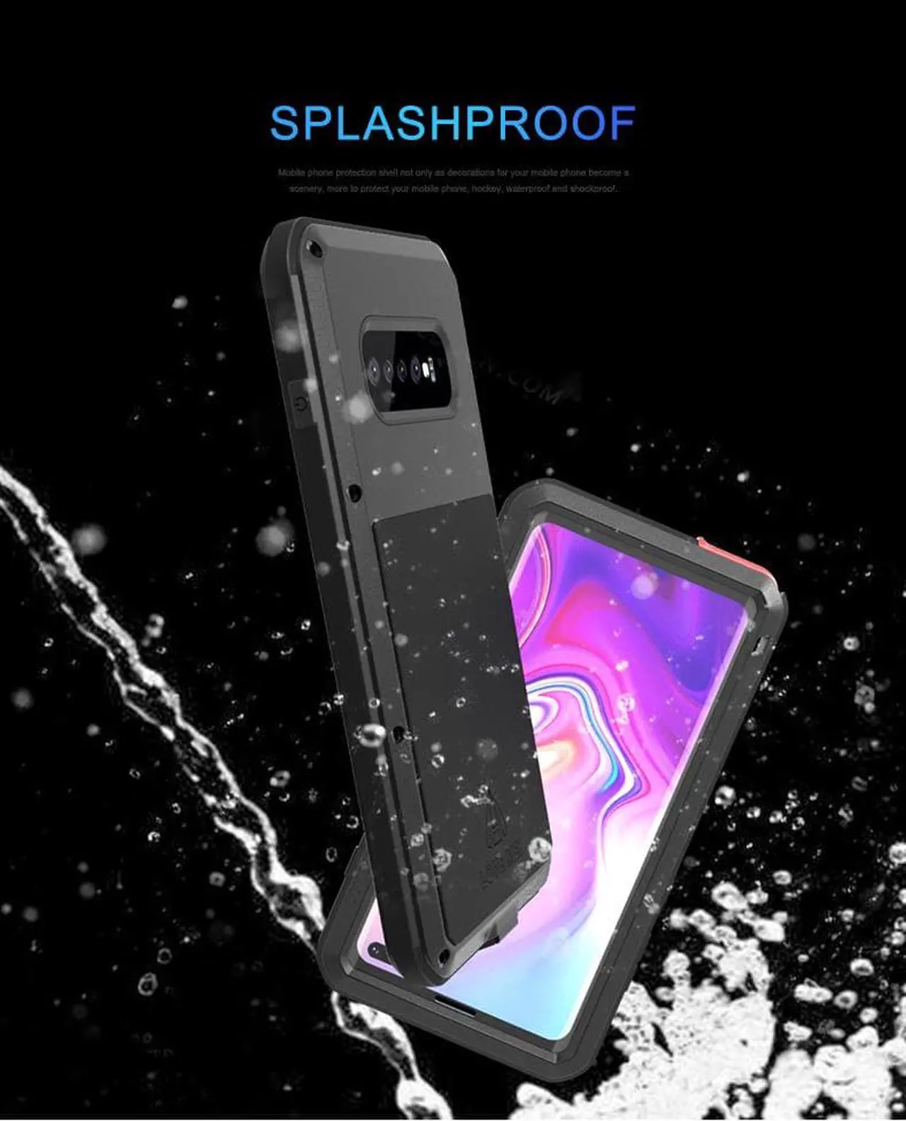 Alt view image 5 of 7 - Love Mei Aluminum Metal Armor For Samsung Galaxy S10 Plus Shockproof Dirtproof Full Body Heavy Duty Case For Samsung Galaxy S10 Plus Cover (Black)
