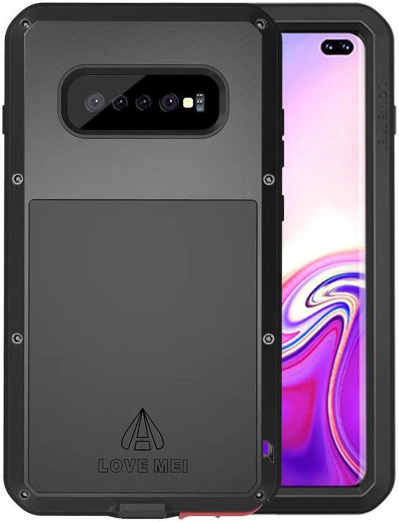 Main image of Love Mei Aluminum Metal Armor For Samsung Galaxy S10 Plus Shockproof Dirtproof Full Body Heavy Duty Case For Samsung Galaxy S10 Plus Cover (Black)
