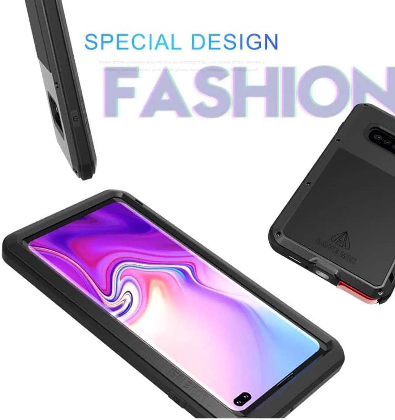Alt view image 3 of 7 - Love Mei Aluminum Metal Armor For Samsung Galaxy S10 Plus Shockproof Dirtproof Full Body Heavy Duty Case For Samsung Galaxy S10 Plus Cover (Black)