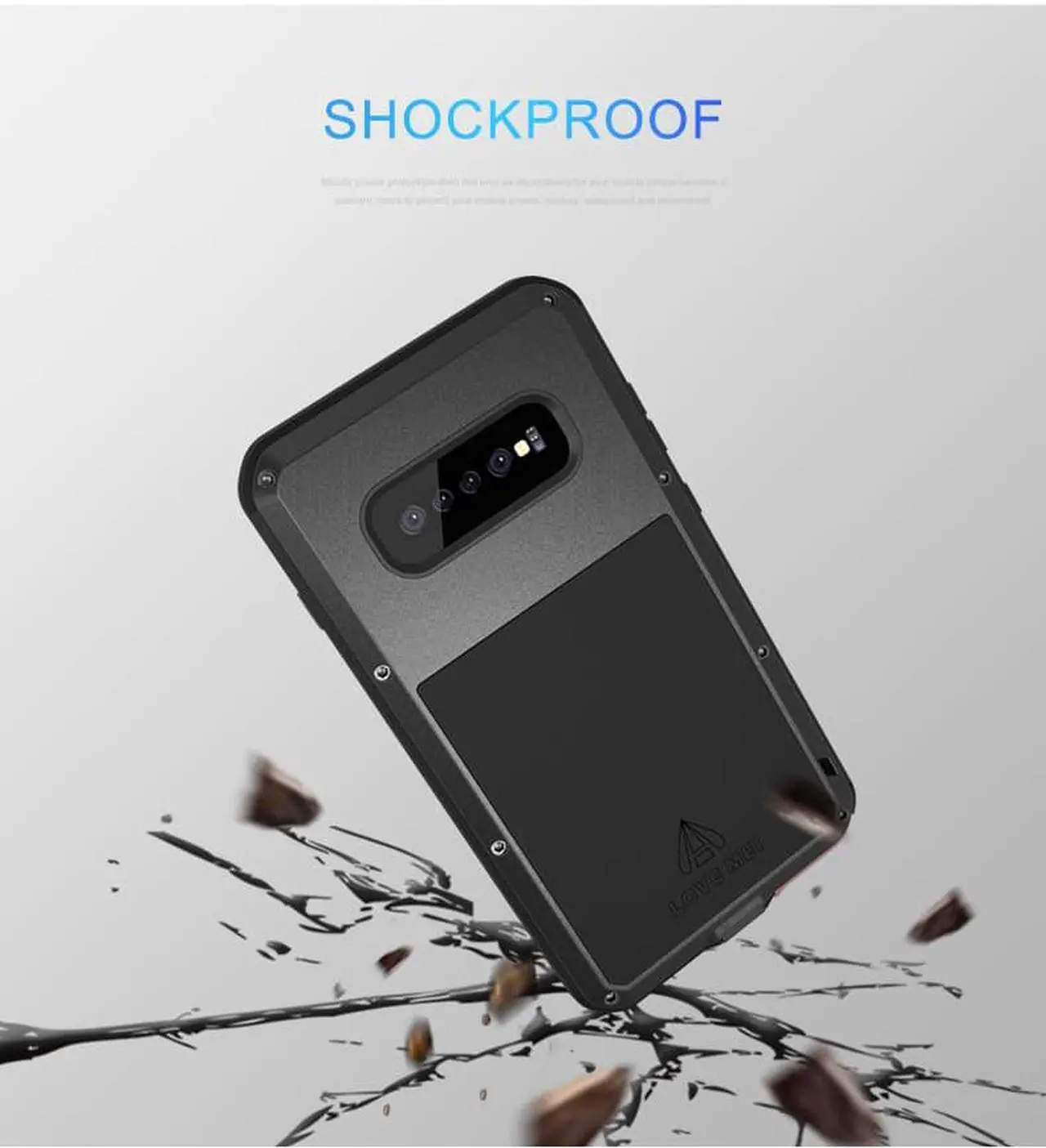 Alt view image 4 of 7 - Love Mei Aluminum Metal Armor For Samsung Galaxy S10 Plus Shockproof Dirtproof Full Body Heavy Duty Case For Samsung Galaxy S10 Plus Cover (Black)
