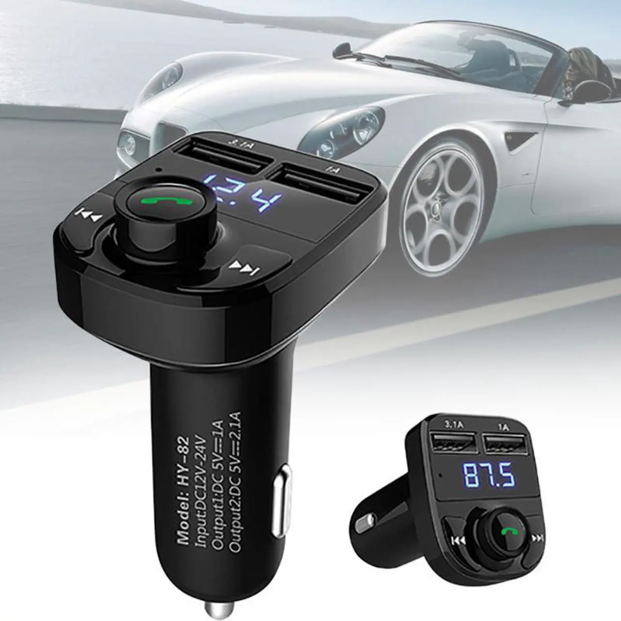 Alt view image 2 of 4 - HY-82 Dual USB Car Bluetooth Hands-free MP3 Car Charger FM Transmitter