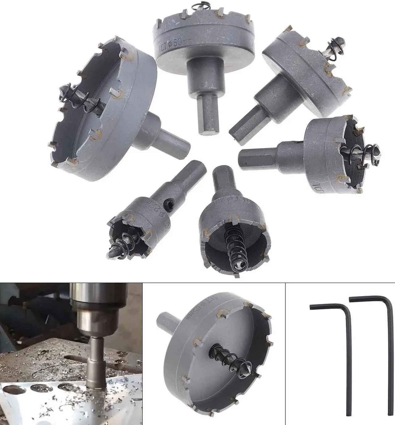 Main image of 6 pcs Set Stainless Steel HSS Hole Saw Tool Kit Carbide Tip TCT Core Drill Bits Hole Saw for Metal / Alloy / Stainless Steel / Cutter / Power Tool