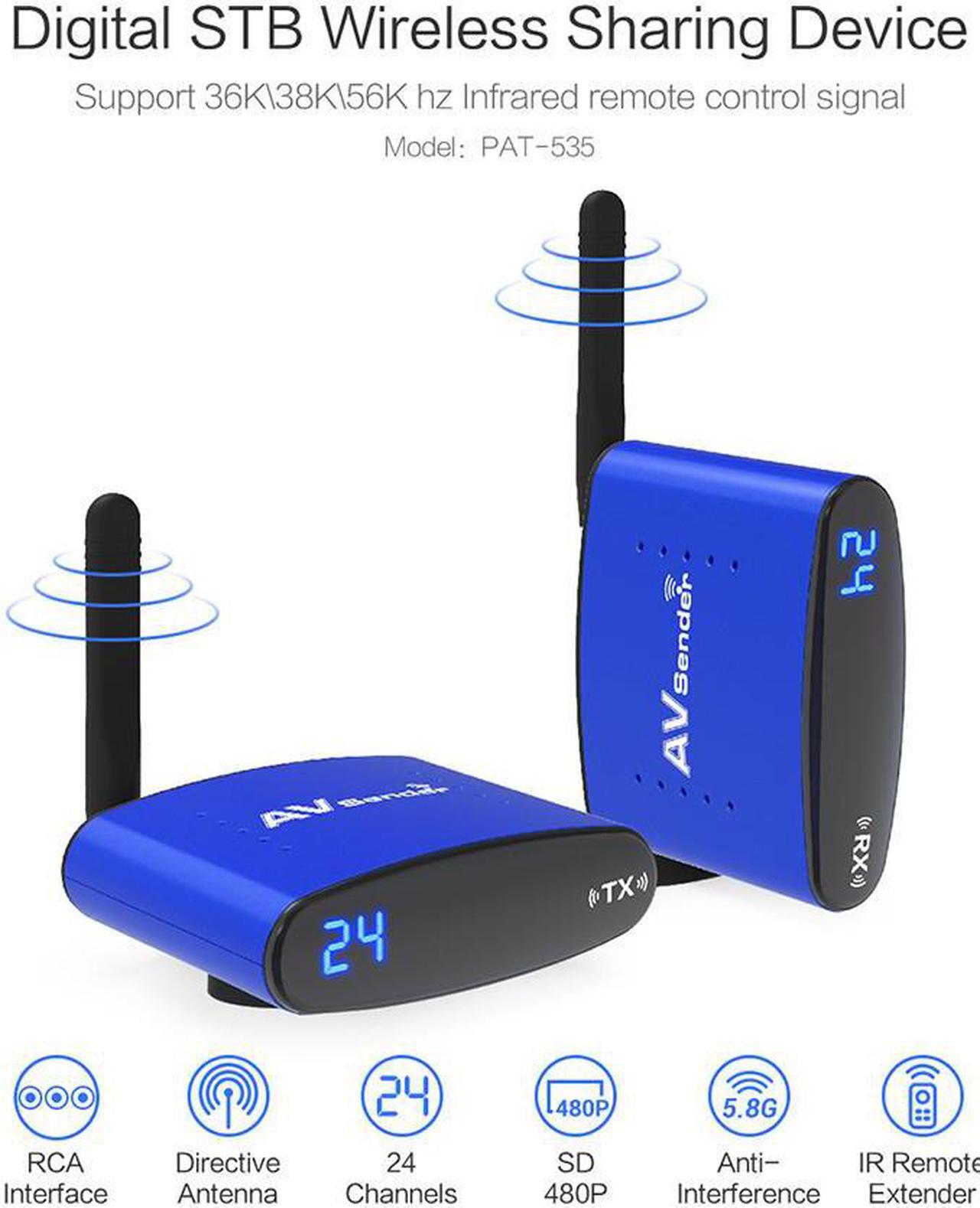 Alt view image 6 of 6 - PAT-535 5.8GHz 200M Wireless AV TV Audio Video Sender Transmitter Receiver IR Remote for IPTV DVD STB DVR