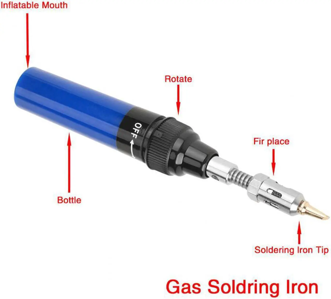 Alt view image 3 of 5 - Cordless Butane Gas Soldering Iron Blow Torch Soldering Iron Gun Welding Pen Tools 1300 Degree - Blue