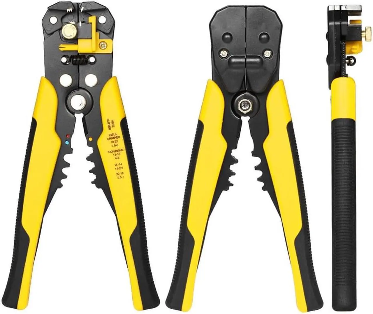 Alt view image 5 of 6 - Multi-functional 8" Self-adjusting Cable Wire Stripper With Cutter & Crimper Automatic Wire Stripping Pliers Crimping Tool 10-24AWG -  Yellow