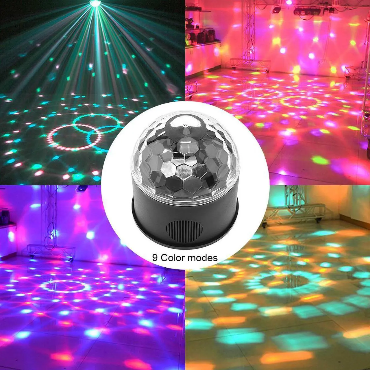 Alt view image 6 of 7 - 9W 9 Colors USB 5V LED Magic Ball Projector Stage Lights Strobe Club Effect Lights with Sound Control for Car / KTV / Party / Disco / Birthday