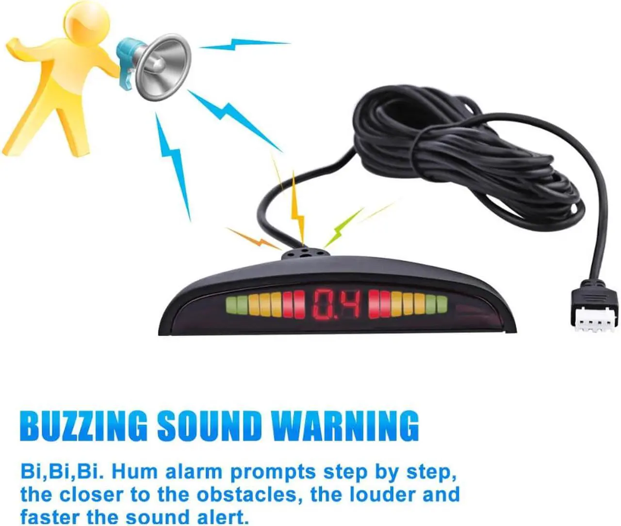 Alt view image 3 of 7 - Car Auto Parktronic LED Parking Sensor with 4 Parking Sensors Backup Reverse Radar System Buzzing Sound Warning Alarm Kit
