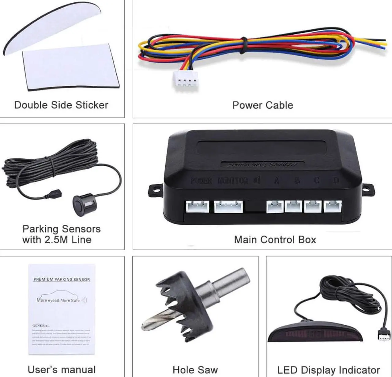Alt view image 7 of 7 - Car Auto Parktronic LED Parking Sensor with 4 Parking Sensors Backup Reverse Radar System Buzzing Sound Warning Alarm Kit
