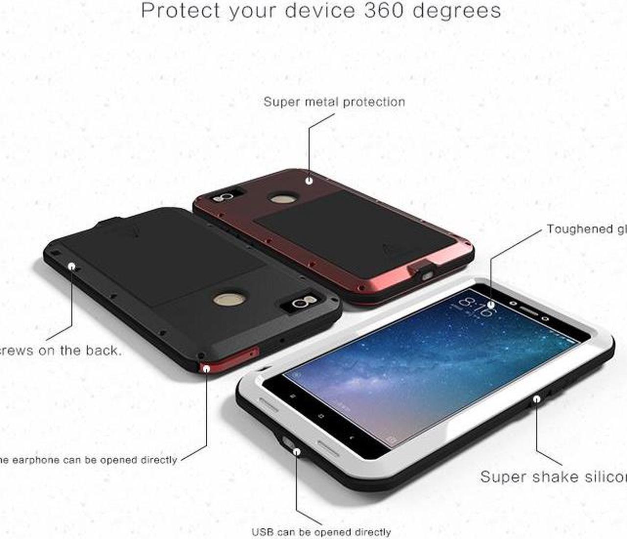 Alt view image 5 of 7 - Love Mei Shockproof Waterproof Metal Aluminum Case For  XIAOMI Max 2 - Yellow