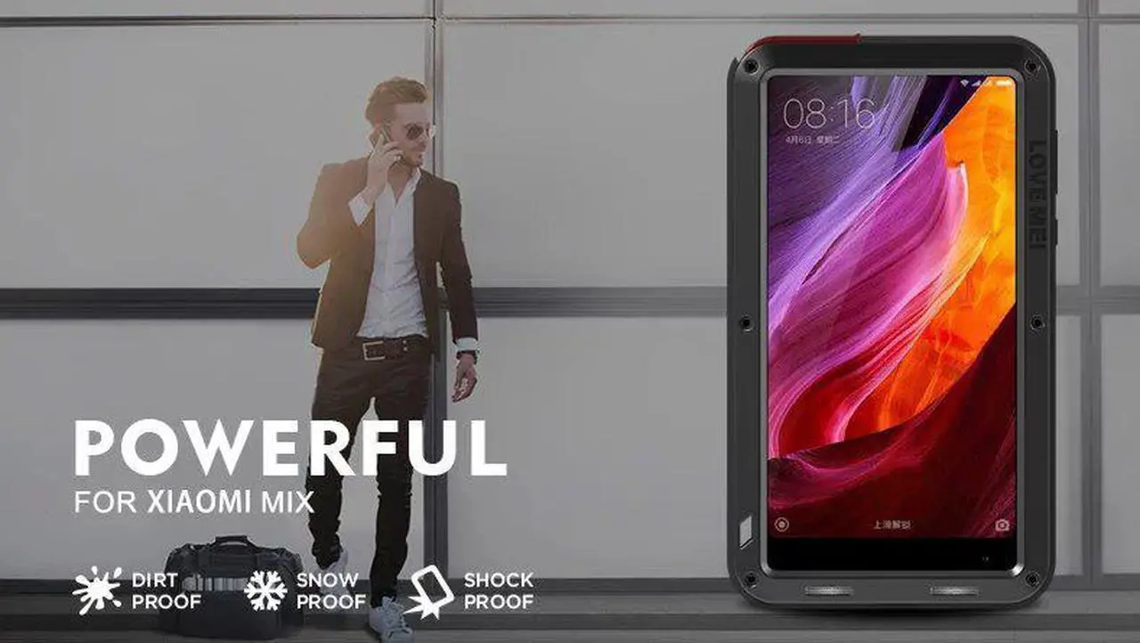 Alt view image 2 of 7 - Love Mei Shockproof Waterproof Metal Aluminum Case For Xiomi Mix - Red