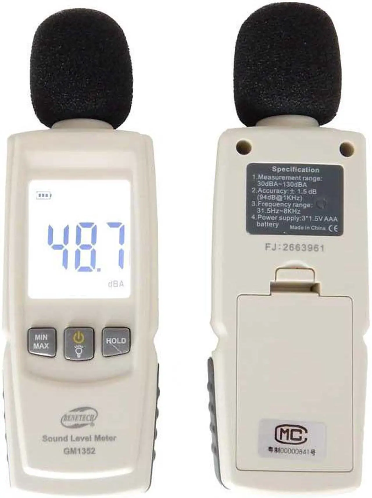Alt view image 6 of 6 - 30-130dB Digital sound Level Meter Noise Tester GM1352 in Decibels LCD Screen Noisemeter With Blister Pack