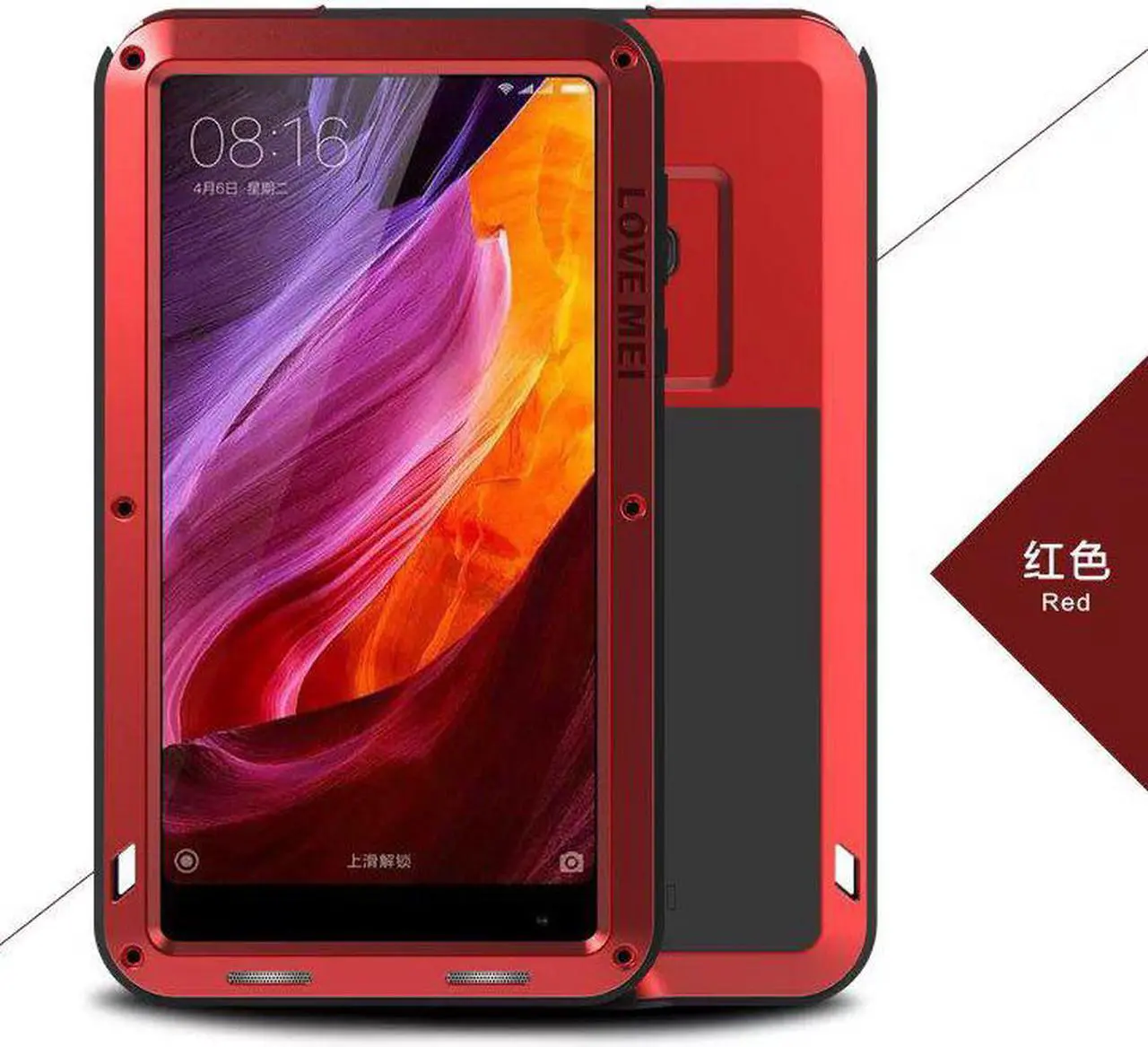 Main image of Love Mei Shockproof Waterproof Metal Aluminum Case For Xiomi Mix - Red