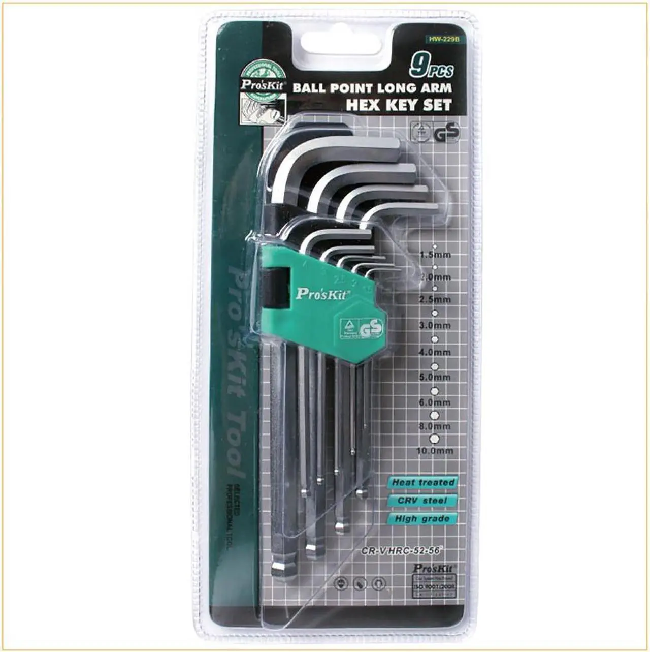 Alt view image 6 of 6 - Pro'skit High Quality 9PCS Long Ball Point Durable Reinforced Toughen Metric Ball Ended Hex Allen Key Wrench Set 1.5-10mm