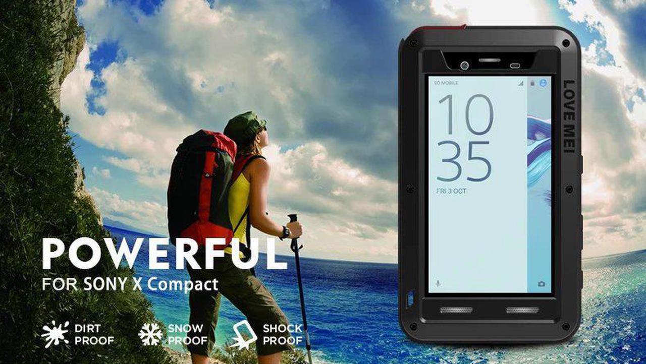 Alt view image 2 of 7 - Love Mei Shockproof Waterproof Metal Aluminum Case For Sony Xperia X Compact - Red