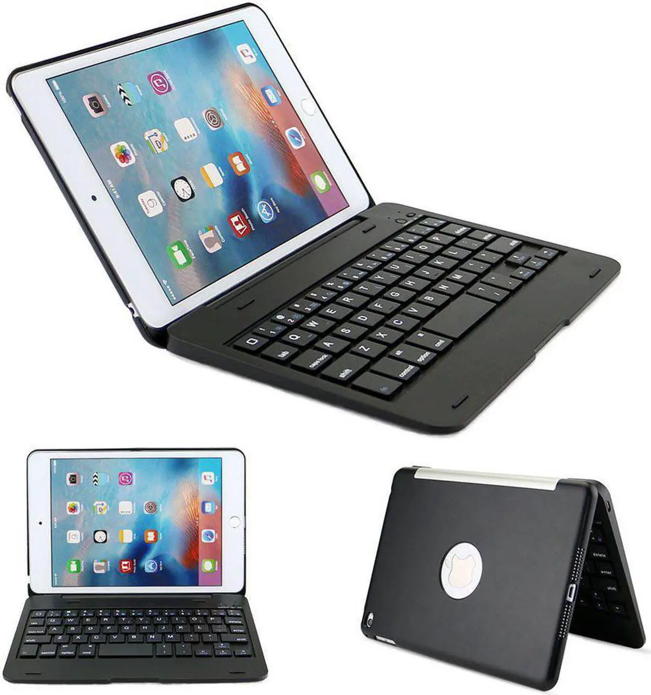 Main image of Ultra Thin Slim Folio Clamshell Lightweight Bluetooth Keyboard Stand Leather Case For iPad Mini iPad Mini 2 - Black