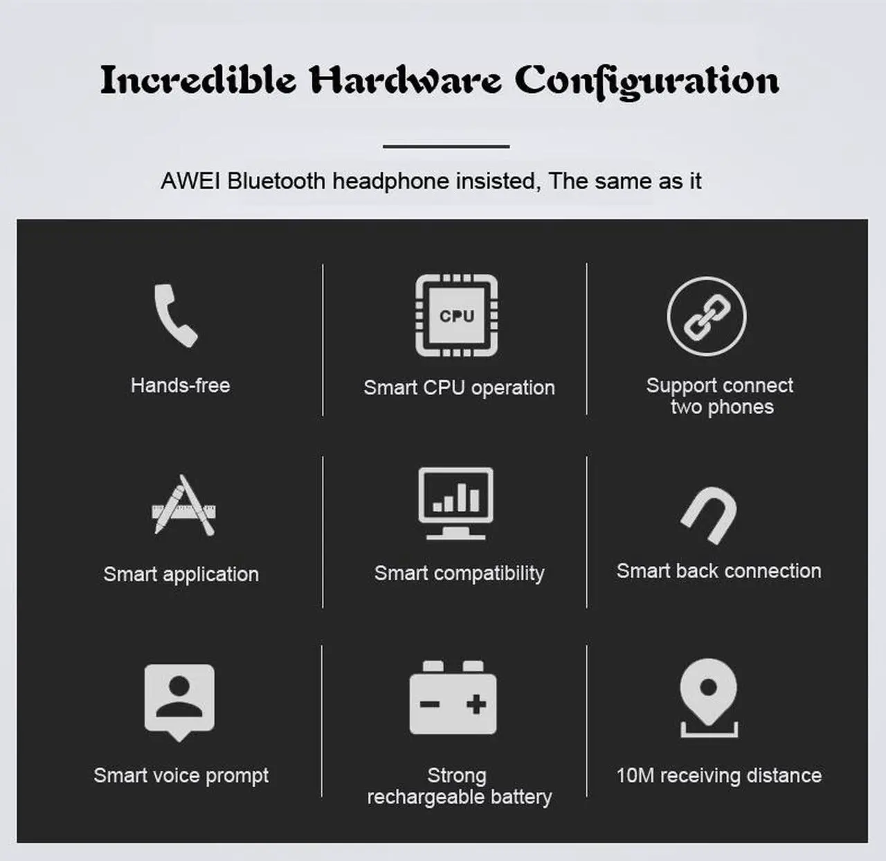 Alt view image 5 of 5 - AWEI A885BL Bluetooth Earphones Wireless Headphone With Microphone NFC APT-X Sport Headset Cordless Earpiece (Black)