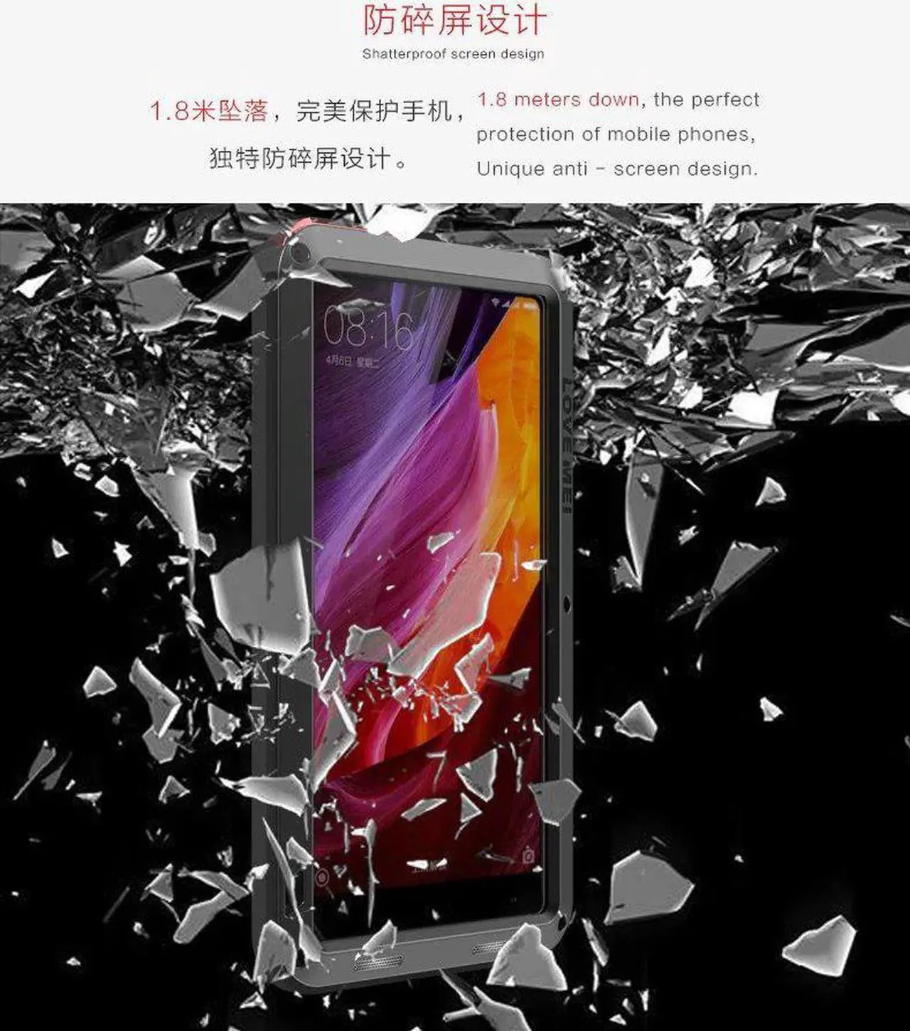 Alt view image 6 of 7 - Love Mei Shockproof Waterproof Metal Aluminum Case For Xiomi Mix - Yellow